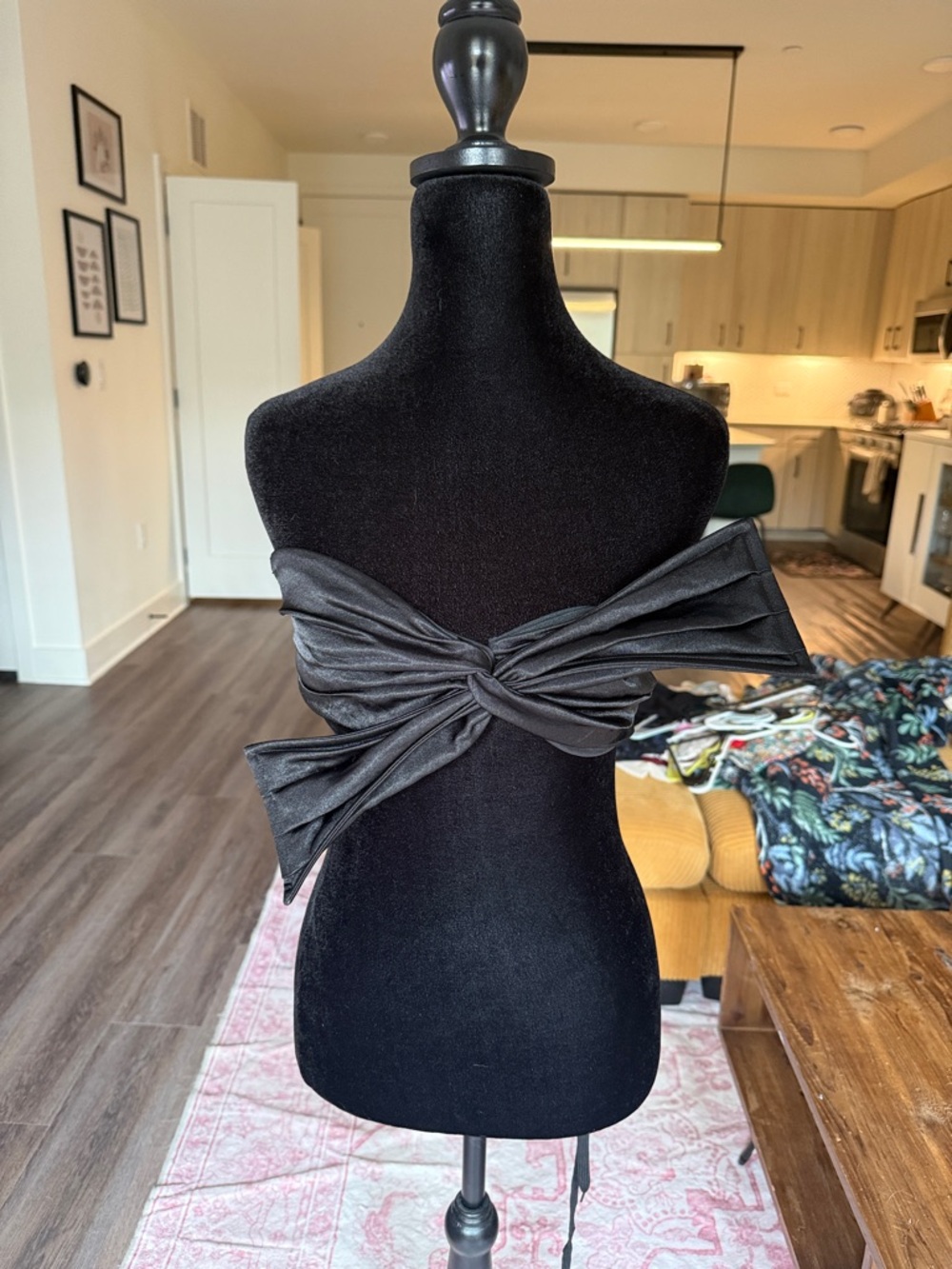 Lulus Black Satin Twist Bow Bandeau Top